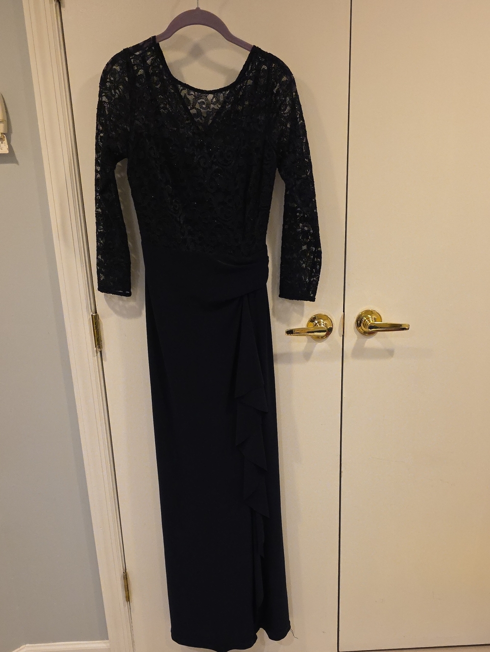Lauren Elegant Black Lace Long Sleeve Evening Dress